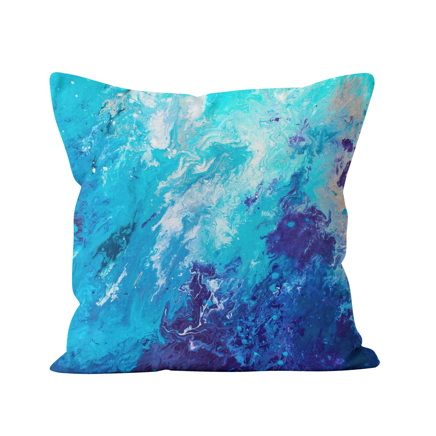 Blue Throw Pillow Blue And White Marbled Decorative Square Etsy