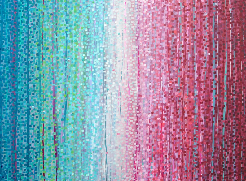 Teal & Pink Abstract Wall Art Print 'dusky Sunday' Etsy