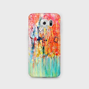 Jellyfish Orange & Blue Samsung Phone Case Turquoise and Orange Abstract Art Case for Samsung Phones Samsung Galaxy S6, S7, S8, Edge image 1