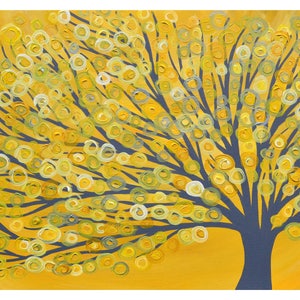 Yellow Canvas Picture Yellow & Grey Tree Canvas Print Yellow Abstract Tree Print on Canvas based on Original Painting by Louise Mead image 4