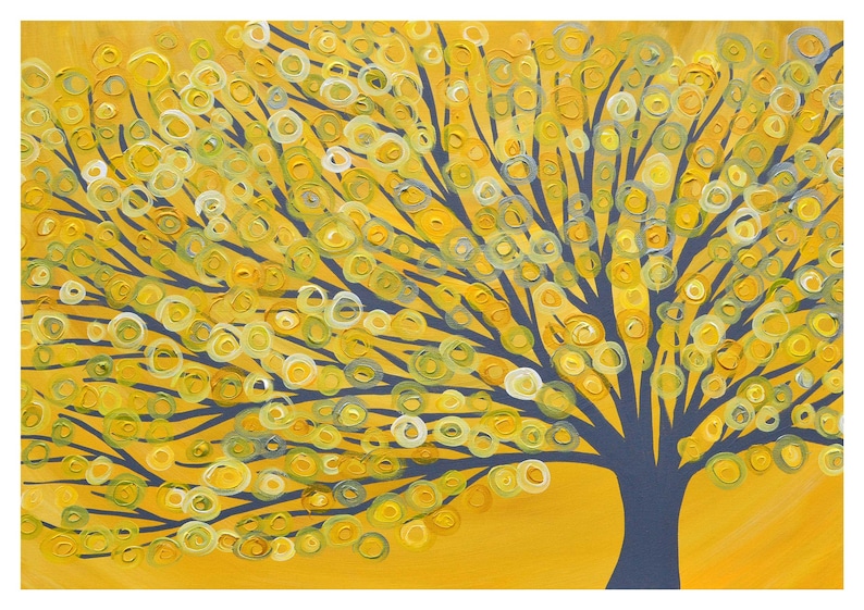 Yellow Canvas Picture Yellow & Grey Tree Canvas Print Yellow Abstract Tree Print on Canvas based on Original Painting by Louise Mead image 4