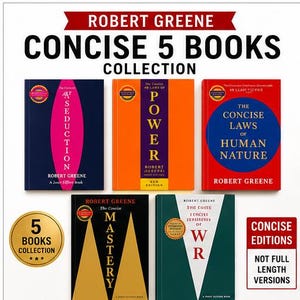 May include: A collection of five Robert Greene books titled Concise 5 Books Collection. The set includes The Concise Art of Seduction, The Concise 48 Laws of Power, The Concise Laws of Human Nature, The Concise Mastery, and The Concise 33 Strategies of War.