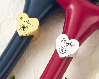 Gepersonaliseerde hartstethoscoop ID-tag, op maat gegraveerd roestvrijstalen naamplaatje verpleegkundige, medisch cadeau voor verpleegkundige arts student