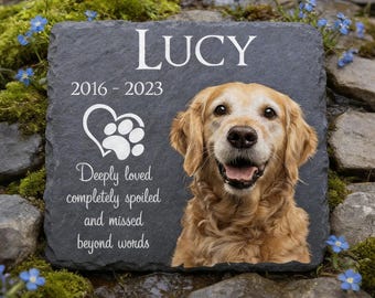 Gepersonaliseerde hond Memorial Garden Stone met foto, huisdier Memorial cadeau, aangepaste tuin graf eerbetoon, geschenk hond verlies, grafsteen hond, aandenken huisdier verlies