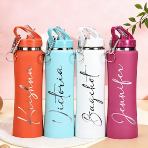 Personalized Stainless Steel Water Bottle,Bottle for Gym,Drink Bottle,Insulated Bottle with Name,Bridesmaid Bottle with Straw,Groomsman Gift imagen 9