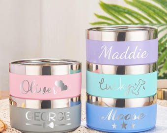 Gepersonaliseerde hondenbak, aangepaste voerbak voor honden, geïsoleerde voerbak, kattencadeaus voor hond, roestvrijstalen voerbak met naam, voer-/waterbak voor huisdieren
