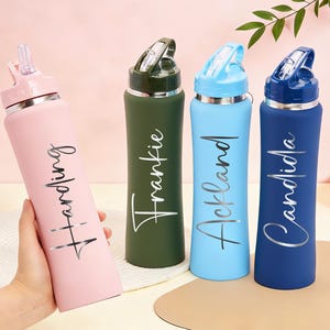 Personalized Stainless Steel Water Bottle,Bottle for Gym,Drink Bottle,Insulated Bottle with Name,Bridesmaid Bottle with Straw,Groomsman Gift imagen 10
