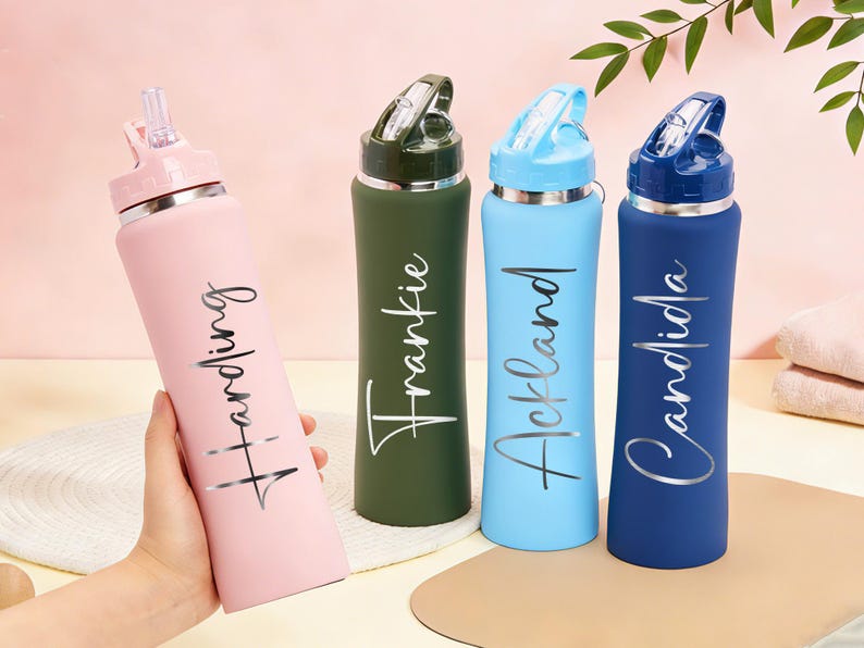 Personalized Stainless Steel Water Bottle,Bottle for Gym,Drink Bottle,Insulated Bottle with Name,Bridesmaid Bottle with Straw,Groomsman Gift imagen 10