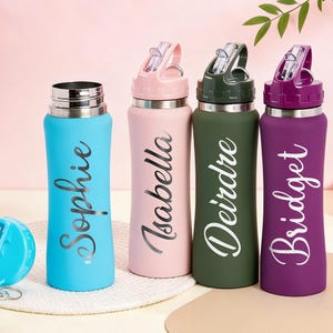 Personalized Stainless Steel Water Bottle,Bottle for Gym,Drink Bottle,Insulated Bottle with Name,Bridesmaid Bottle with Straw,Groomsman Gift imagen 5