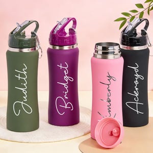 Personalized Stainless Steel Water Bottle,Bottle for Gym,Drink Bottle,Insulated Bottle with Name,Bridesmaid Bottle with Straw,Groomsman Gift imagen 8