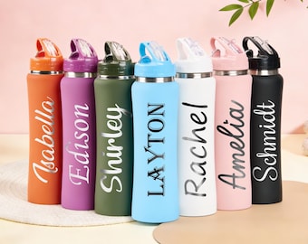 Spersonalizowana grawerowana butelka na wodę ze stali nierdzewnej, kubek termiczny z niestandardowym imieniem