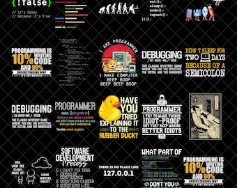 Funny Programmer Png Bundle, Coding Cliparts, Computer Geek, It Guy, Developer Shirt, Office Mug print, Commercial use, Instant Download