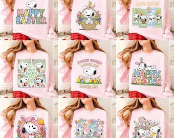 Easter Snoopy PNG Bundle, Happy Easter Egg Hunt Design, Cute Pastel Bunny Shirt Sublimation Printable Digital Download
