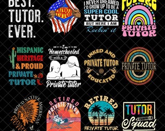 Pacote de PNGs para Professor Particular, Design para Professor Particular, Professor Particular para Educação Domiciliar, PNG de Professor Particular Retrô, Design de Camiseta para Professor Particular, Professor Particular