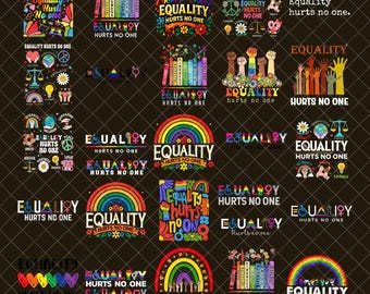 Equality Hurts No One Png Bundle, Equal Rights Png, Pride Shirt, LGBT Png, Social Justice,Human Rights Png, Anti Racism, Colorful Flower