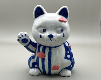 Ceramic Maneki Neko Incense Holder, Cute Kawaii Lucky Cat Decor, Handmade Japanese Incense Burner, Cat Lover Gift, Home Decor