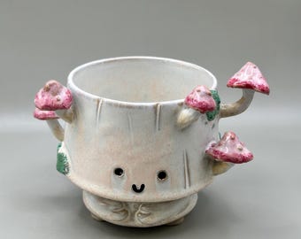 Ceramic Mushroom Planter | Handmade Ceramic Flower Pot | Cute Succulent Planter | Cottagecore Plant Pot | Small Indoor Planter
