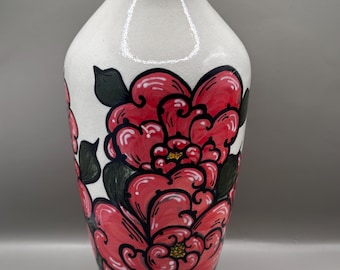 Porcelain Vase | Japanese Inspired Vase | Crackle Glaze Vase | Hand Painted Floral Vase | Sculptural Ceramic Decor | Unique Home Decor