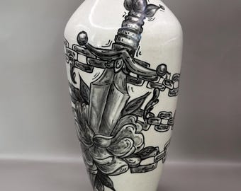 Porcelain Vase | Gothic Vase | Handmade Porcelain Vase | Gothic Home Decor | Crackle Glaze Vase | Sculptural Ceramic Art