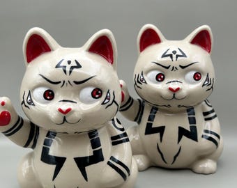 Ceramic Cat Incense Holder | Anime Inspired Cat | Handmade Ceramic Cat | Dark Manga Decor | Kawaii Artisan Sculpture
