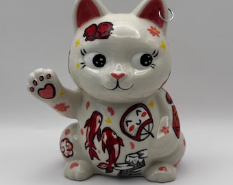 Porcelain Cat Incense Holder | Japanese Inspired Cat | Handmade Ceramic Cat | Pierced Cat Figurine | Japanese Decor | Unique Gift