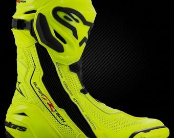 Botas de competición Alpinestars Supertech R color amarillo neón – Equipamiento de motociclismo para hombre