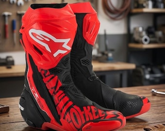 Alpinestars Supertech R Röd Svart Racing Stövlar – Herr Motorcykel Track & Sport Körutrustning