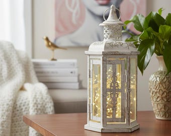 Portacandele a lanterna nordica vintage in ferro / Decorazione a lanterna sospesa / Centrotavola rustico per matrimoni / Illuminazione per ambienti