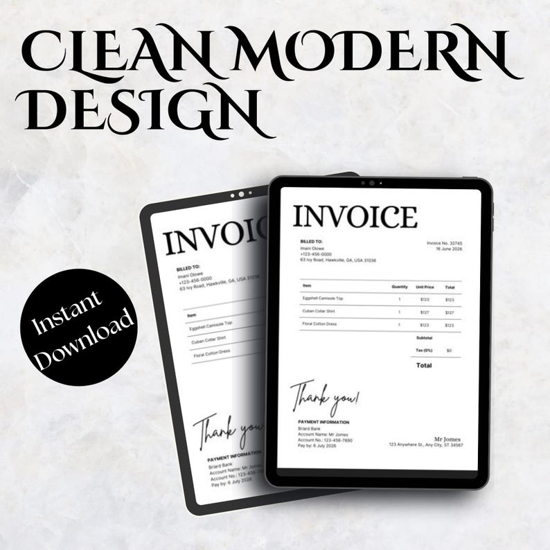 Editable Invoice Template | Minimalist Design for Word and Canva ...