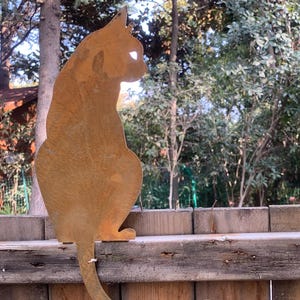 Handmade Metal Cat Fence Topper, Rusty Cat Garden Stake, Outdoor Cat Decor, Unique Cat Lover Gift, Rustic Fence Art