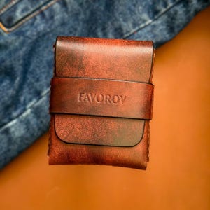 Vintage slim vertical wallet, artisan rugged leather cardholder, personalized front pocket cash organizer