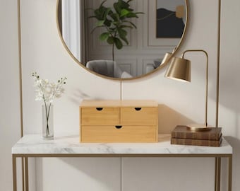 Organizador de escritorio de bambú con cajones, caja de almacenamiento minimalista para escritorio