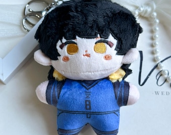 Chaveiro de pelúcia Blue Lock Bachira Starfish de 10 cm – Boneco de algodão feito por fã – Decoração de quarto inspirada em anime