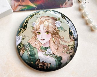 Broche Audrey 58 mm feito por fã, Pin Senhor dos Mistérios Miss Justice, Decoração para Bolsa Ita