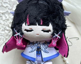 Miniatura de Pelúcia da Columbina de Genshin Impact, 10 cm - Arte de Fã - Boneca Sentada - Colecionável