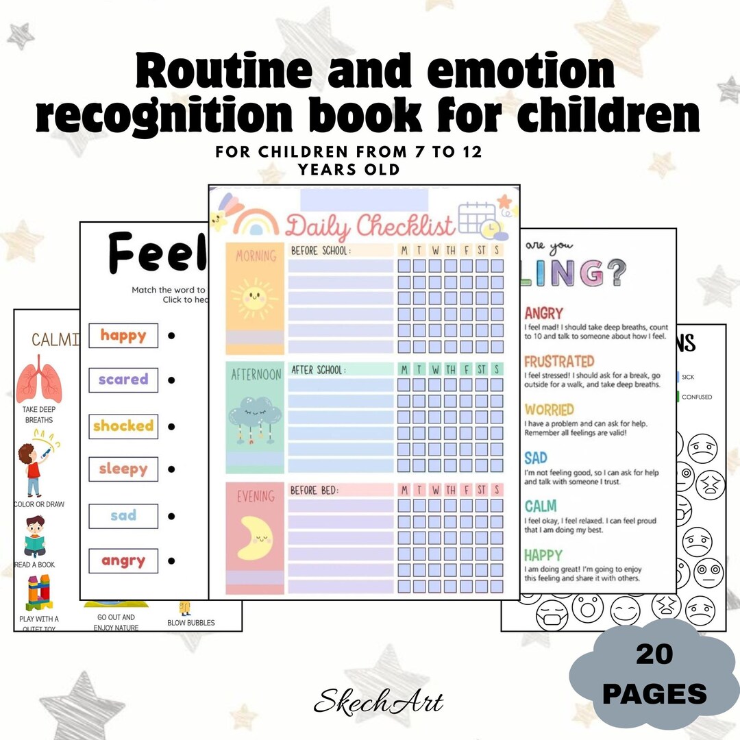 Emotion & Routine Workbook for Kids Ages 7-12 (PDF Pattern) - Etsy