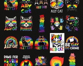 Cat Lgbt Bundle, LGBT Ally Cat Rainbow, Happy Purride Cat Pride, LGBT I May Be Straight, LGBT Pride Month, Pride Month Png, Cat png