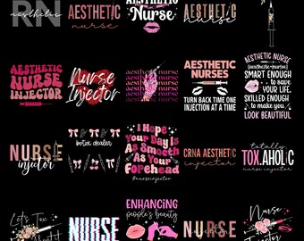 Aesthetic Nurse PNG Bundle, Nurse Injector Shirt Designs, Botox Nurse Quotes, Cosmetic RN Graphics, Med Spa Sublimation Download