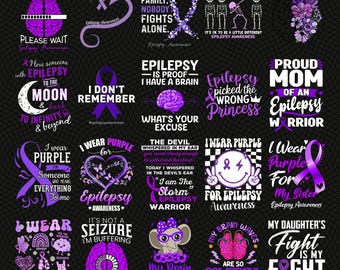 Epilepsy Awareness Png Bundle, Epilepsy Warrior Png, Epilepsy Ribbon Png, Purple Ribbon Png, Peace Love Cure Png, Awareness Ribbon Png