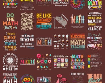 Math Teacher PNG Bundle Funny Math Shirt Designs, Math Teacher Gift PNG, Back to School Teacher Sublimation Files