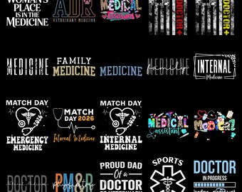 Doctor PNG Bundle Medical Specialty Match Day 2026 Internal Emergency Medicine ER Doctor Assistant Sublimation PNG Pack