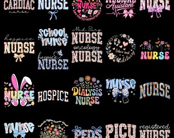 Retro Floral Nurse Png, Colorful Floral Nurse Quote, Coquette Pink Checkered Nurese png, Nurse easter png, Digital Download
