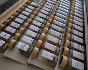 Organizador de cajones para especias: almacenamiento de cocina ajustable para frascos, especias, etc.