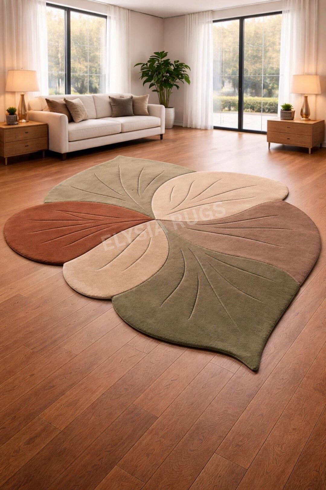 Leaf Shape Rug, Organic Area Rug. - Etsy