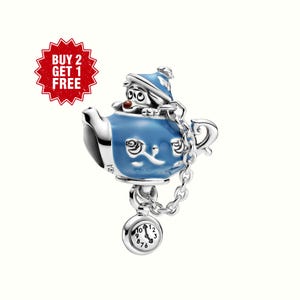 Disney Alice i Underlandet, Födelsedagsfest Tekanna S925 Berlock för Armband, Halsband Silver, Alla hjärtans dag-present, Present till henne, Resehänge