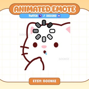 Emote animado de carga de gato blanco para Twitch y Discord - Reacción de confusión