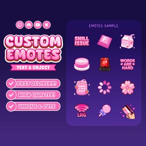 Commission d'émoticônes de texte/objet personnalisé pour Twitch Discord | Animé et statique | Fichier numérique