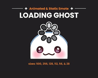 Animiertes Laden Chibi Geist Emote | Thinking Twitch Emote für Streamer & VTubers - Gruseliges Halloween