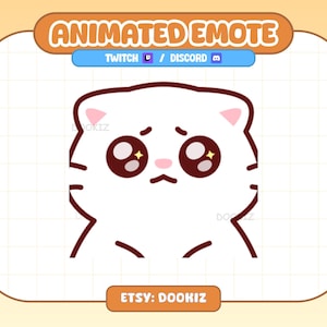 Puppy Eyes White Cat Animated Emote For Twitch & Discord (Digital Download)