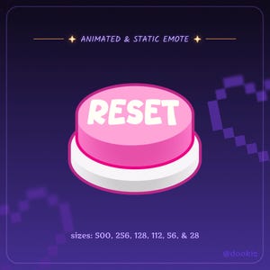 Botón de reinicio rosa animado + emoticono estático para Twitch y Discord - Meme de reacción de alarma